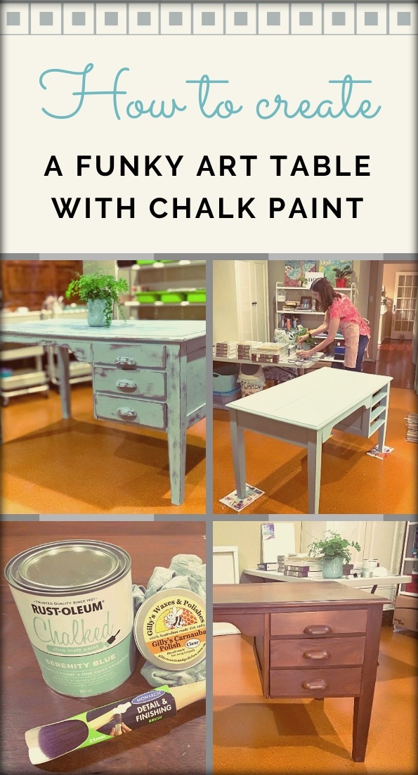 How to create an art table with chalk paint Pin It! collage