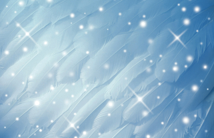 Glistening white angel feathers