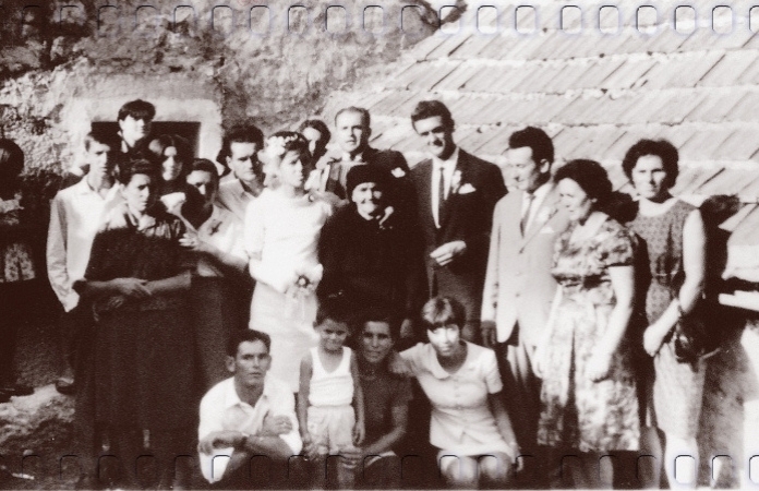 Vintage wedding photo of a Southern European rural family.